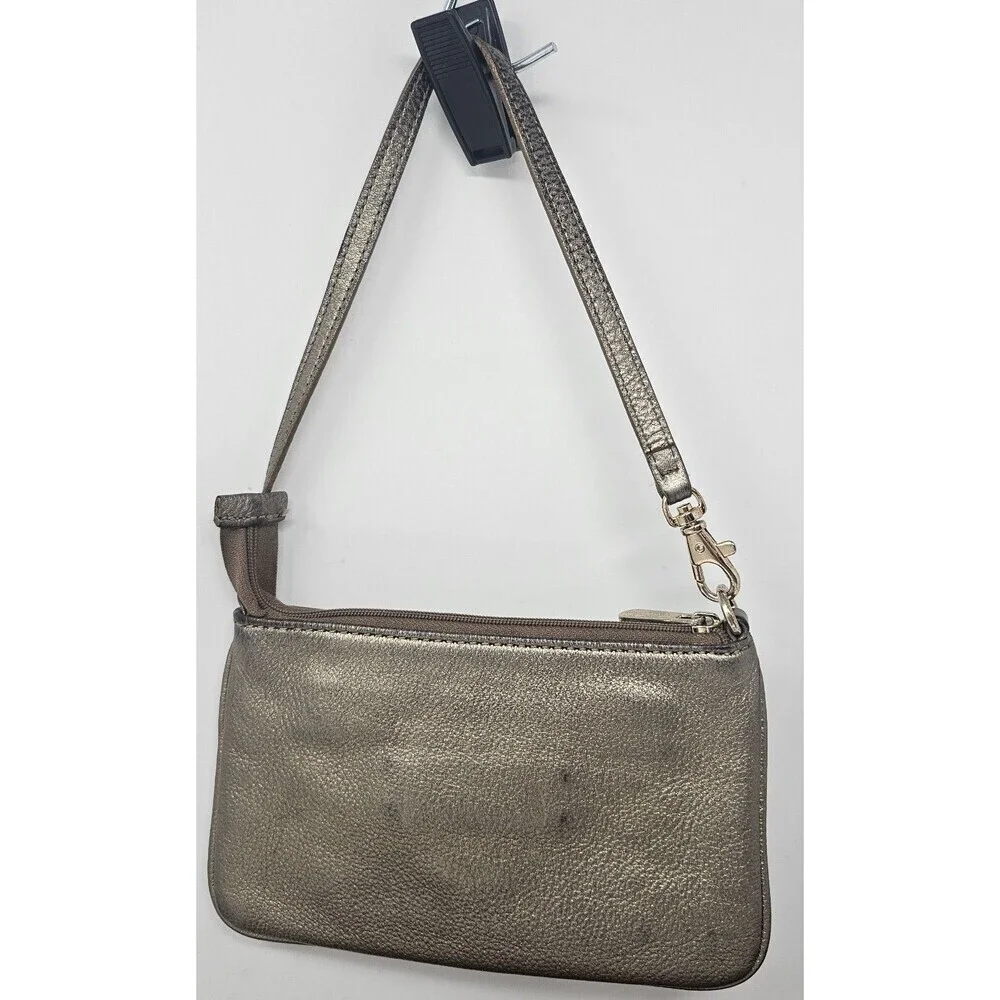 Michael Kors Fulton Gold Metallic Pebbled Leather Wristlet Shoulder Bag 7